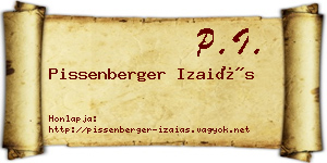Pissenberger Izaiás névjegykártya